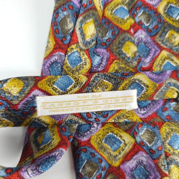 Carrot & Gibbs Men Necktie Pure Silk Geometric Multicolor Size 57x4 - NWOT - Picture 3 of 5